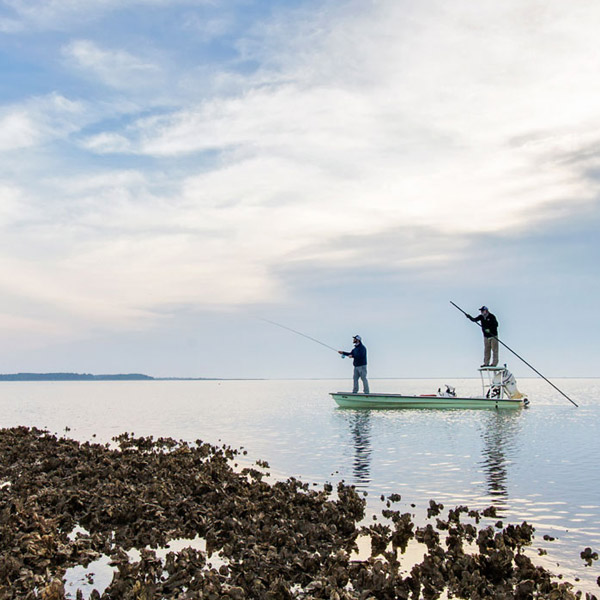 two men fly fishing in South Carolina
