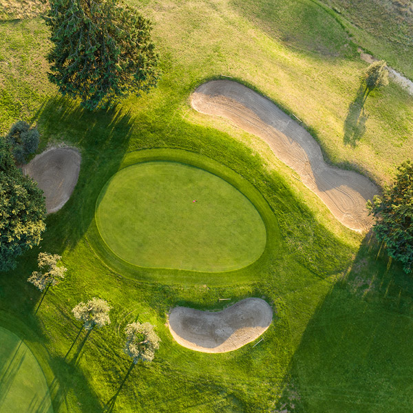 aerial view of golf course